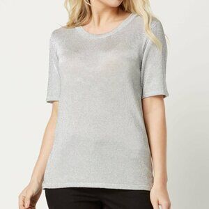 H&M Silver - colored Metallic Knit T-Shirt / Knit T-shirt with shimmery metallic